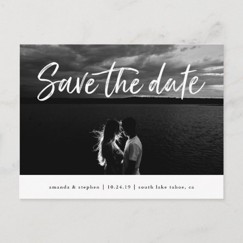 Casual Brush  Photo Save the Date Announcement Postcard