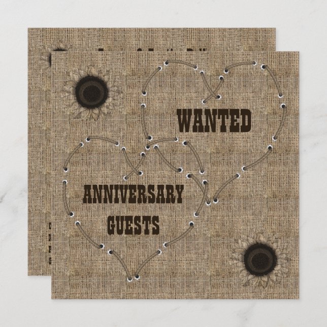 Casual Burlap 50th Anniversary Party Invitation (Front/Back)