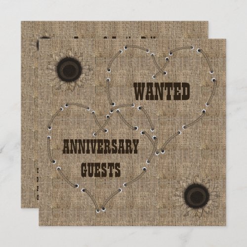 Casual Burlap 50th Anniversary Party Invitation