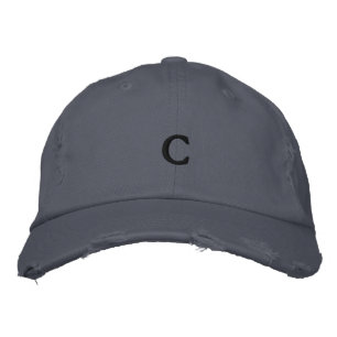 Casual C Classic Initial Outdoor Style Distressed Embroidered Baseball Cap
