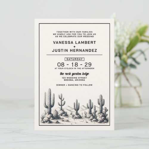 Casual Cactus Wedding Invitation