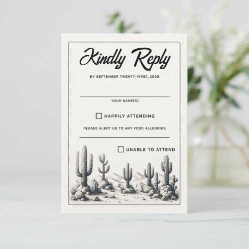 Casual Cactus Wedding RSVP Card