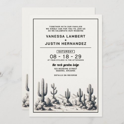 Casual Cactus Wedding with QR Code Invitation