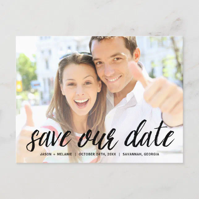 Casual Calligraphy | Photo Save the Date Announcement Postcard | Zazzle