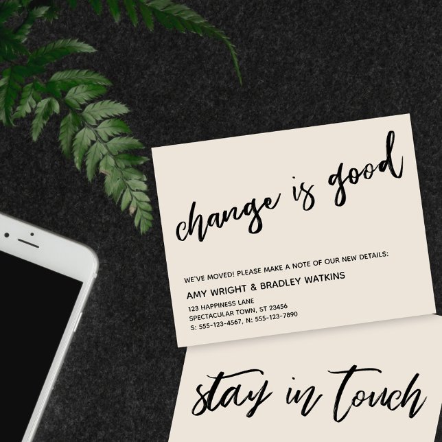Casual Change is Good Cream New Address Card (Creator Uploaded)