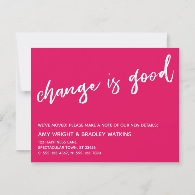 Casual Change is Good New Address Raspberry Card (Front)