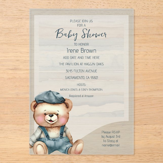 Casual Charming Bear Baby Shower Invitation (Front)