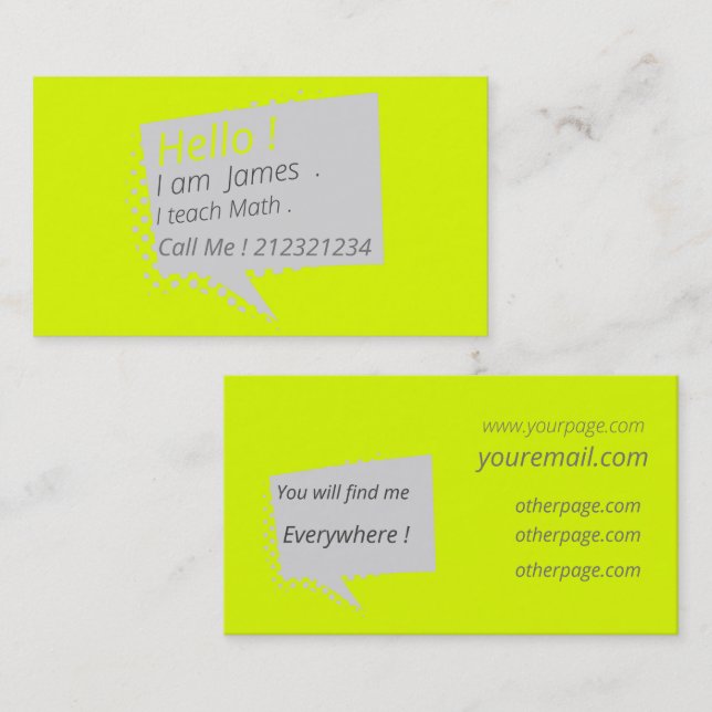 Casual&chatty - fluorescent yellow business card (Front/Back)