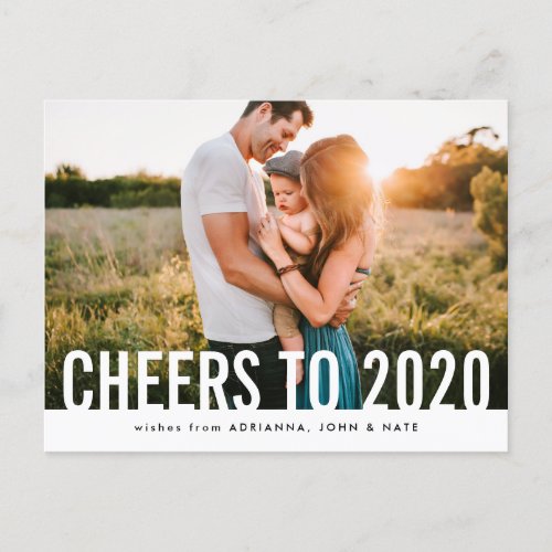 Casual Cheers To 2020 Modern Script Holiday Photo