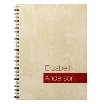 Casual Chic Beige And Red Simple Grunge With Name Notebook by ohsogirly at Zazzle