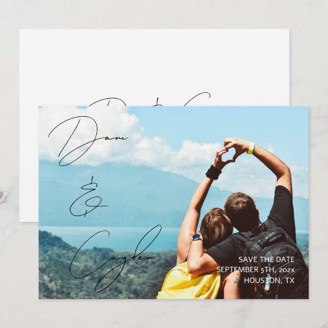 Casual Chic Handwriting Style Save The Date Card (Front/Back)