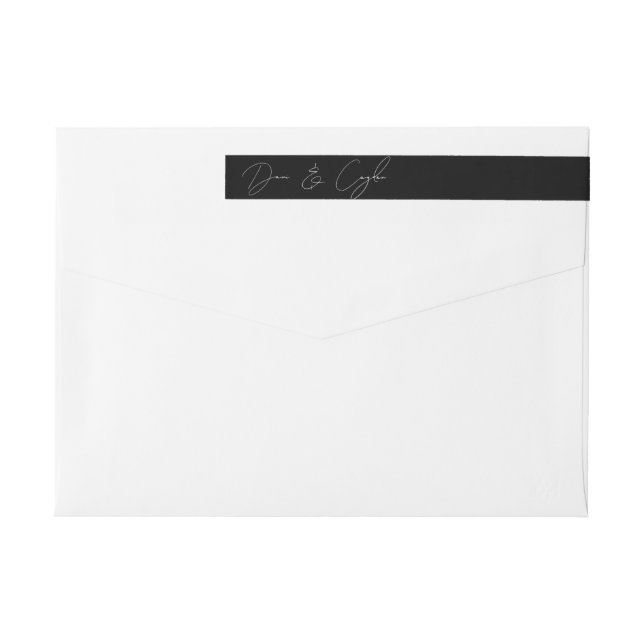 CASUAL CHIC HANDWRITING STYLE WEDDING INVITATION WRAP AROUND LABEL (Back)