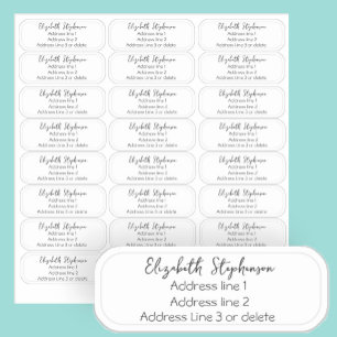 Casual Clear Three Line Return Address Transparent Sticker