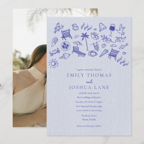 Casual Coastal Photo Beach Wedding Invitation