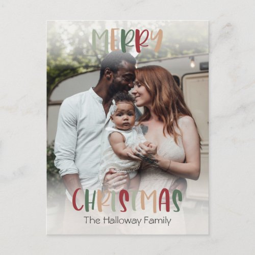 Casual Colorful Christmas Bright Full Photo Holiday Postcard
