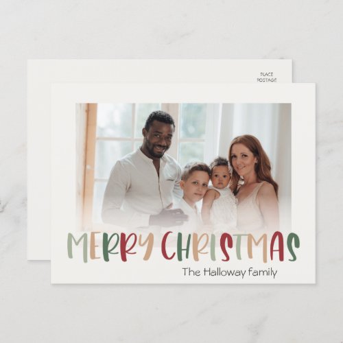 Casual Colorful Christmas Faded Photo Holiday Postcard