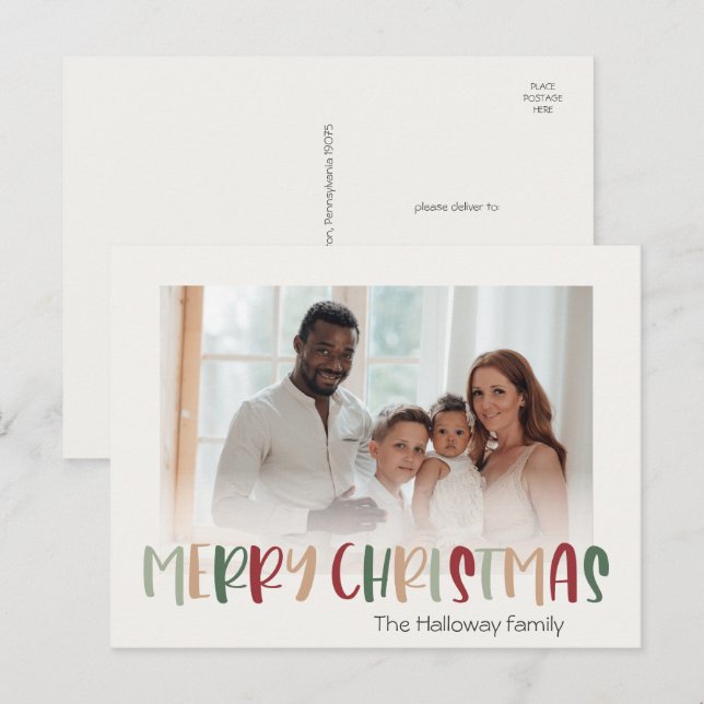 Casual Colorful Christmas Faded Photo Holiday Postcard (Front/Back)