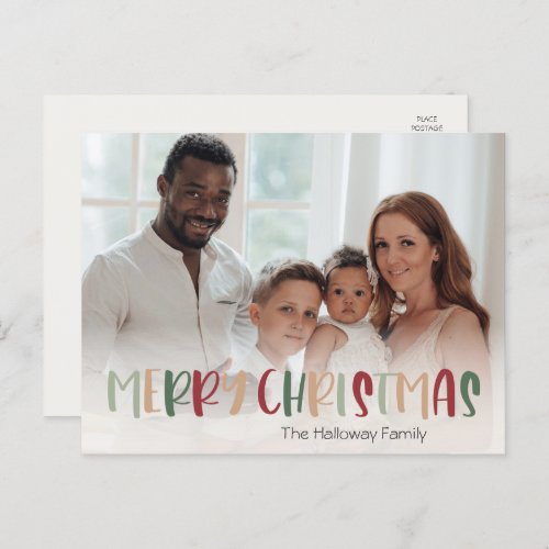 Casual Colorful Christmas Full Photo Holiday Postcard