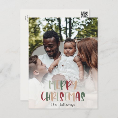 Casual Colorful Christmas Full Vertical Photo Holiday Postcard