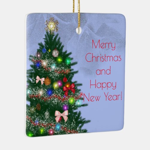 Casual colorful decorated Christmas tree Ceramic Ornament