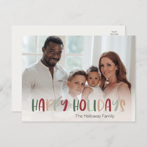 Casual Colorful Happy Holidays Full Photo Holiday Postcard