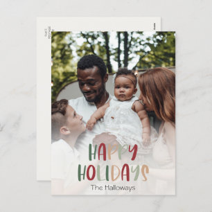 Casual Colorful Happy Holidays Full Vertical Photo Holiday Postcard