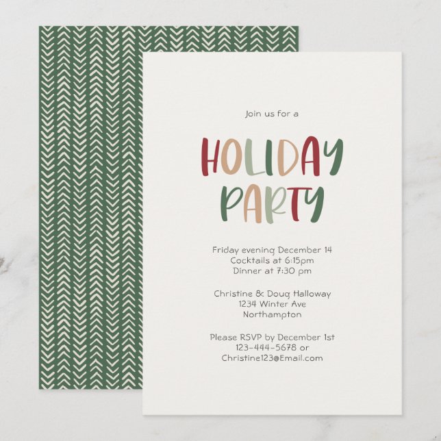 Casual Colorful Holiday Party Invitation (Front/Back)