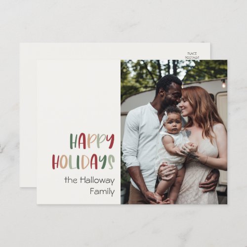 Casual Colorful Single Photo Happy Holiday Postcard