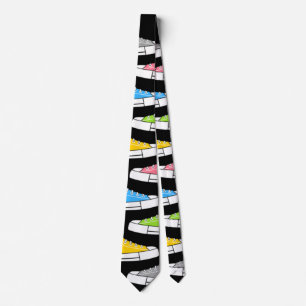 Casual Colorful Sneakers Black Neck Tie