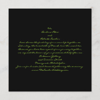 Casual contemporary black and green leaves invitation