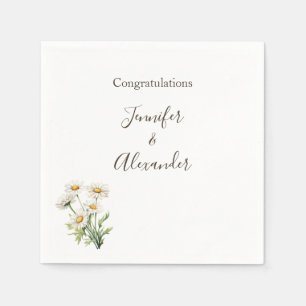 Casual Country Wedding Daisy Floral Personalized Napkins
