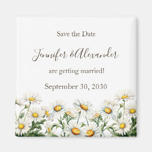 Casual Country Wedding Daisy Save the Date Magnet