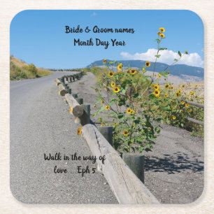 Casual country west mountain road flower table square paper coaster