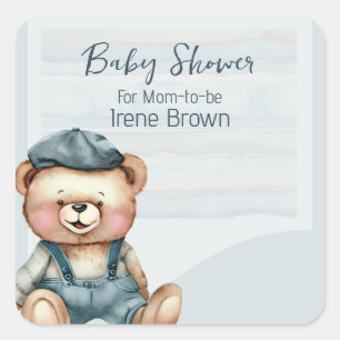 Casual Cozy Baby Shower Invitation Square Sticker