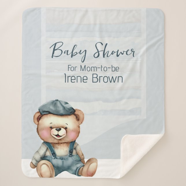 Casual Cozy Baby Shower Sherpa Blanket (Front)