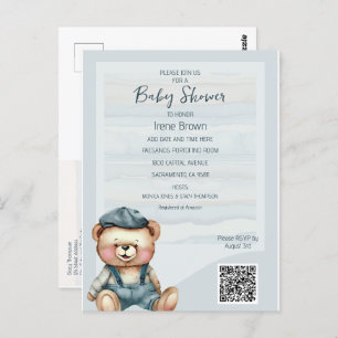 Casual Cozy Bear Baby Shower Invitation Postcard