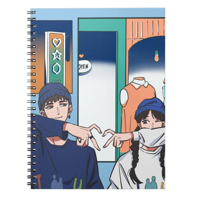 Casual Cute City Couple Notebook (Front)