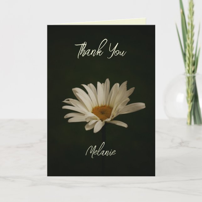 Casual Daisy Floral Photo Personalized  Thank You Card (Front)