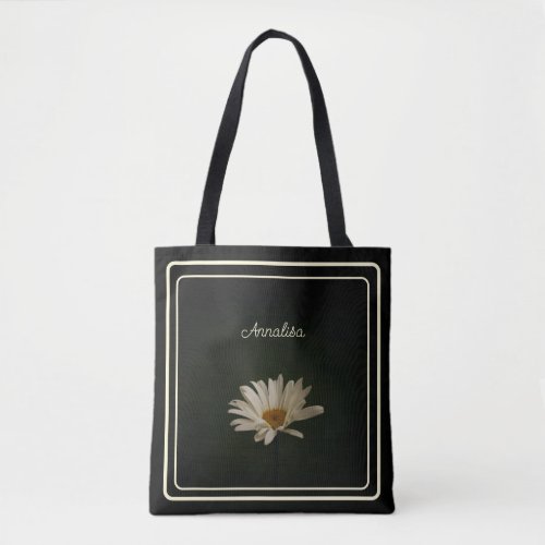 Casual Daisy Flower Personalized Black  Tote Bag