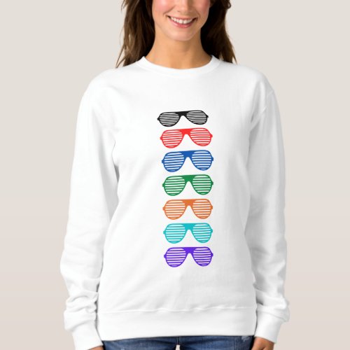 Casual Dark Colorful Glasses Womens Sweatshirt