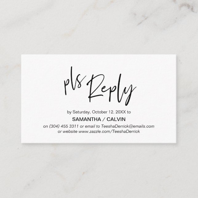 Casual Elegance, Black Grey Script, RSVP respond Enclosure Card (Front)