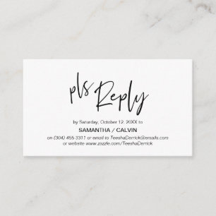 Casual Elegance, Black Grey Script, RSVP respond Enclosure Card