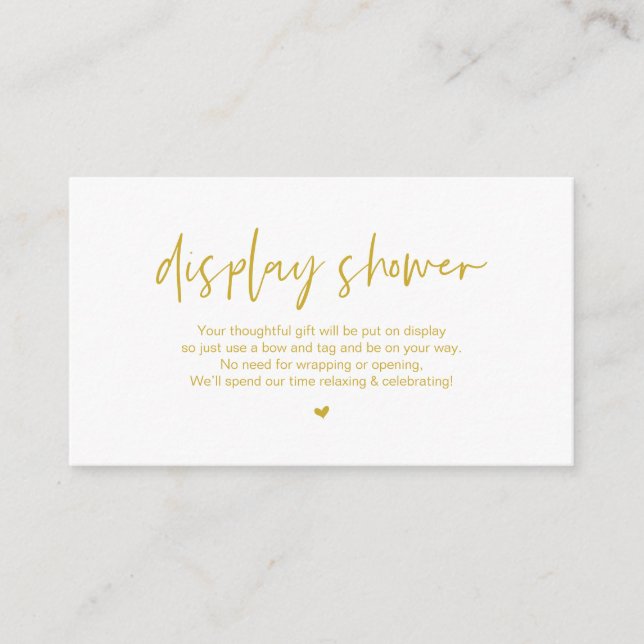 Casual elegance, Display Shower, Gold, Wedding Enclosure Card (Front)