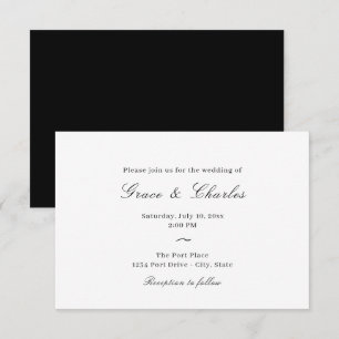 Casual Elegant Black and White Wedding Inviation Invitation