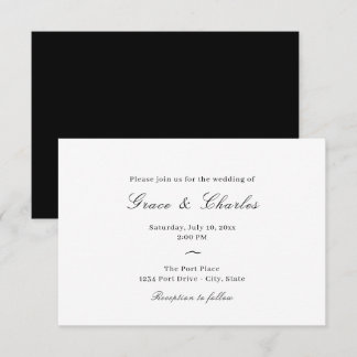 Casual Elegant Black and White Wedding Inviation Invitation