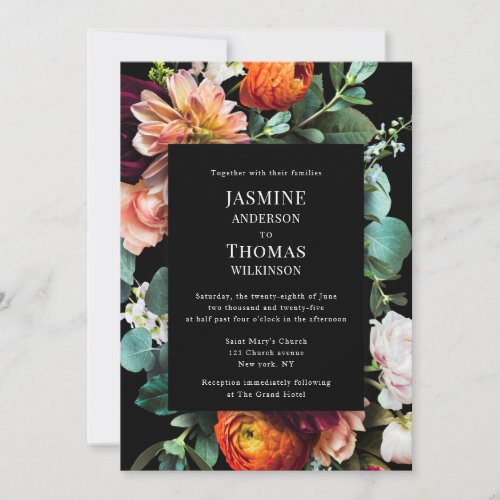 casual elegant romantic dutch florals wedding invitation