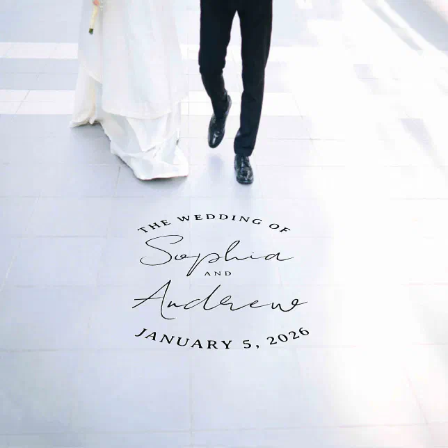 Casual Elegant Script Minimalist Wedding Floor Decals | Zazzle
