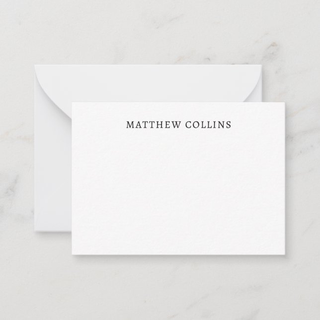Casual Elegant Sophisticated Simple Formal Black Note Card (Front)