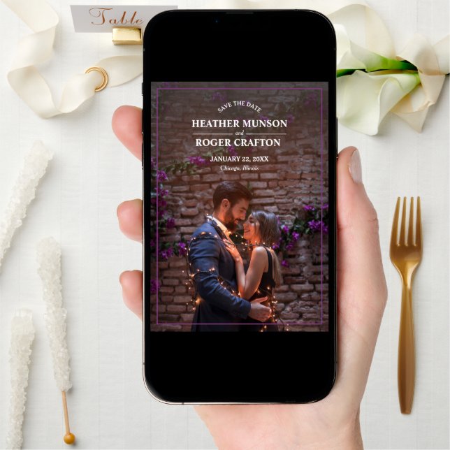 Casual Engagement Photo Purple Save The Date (Front Digital)