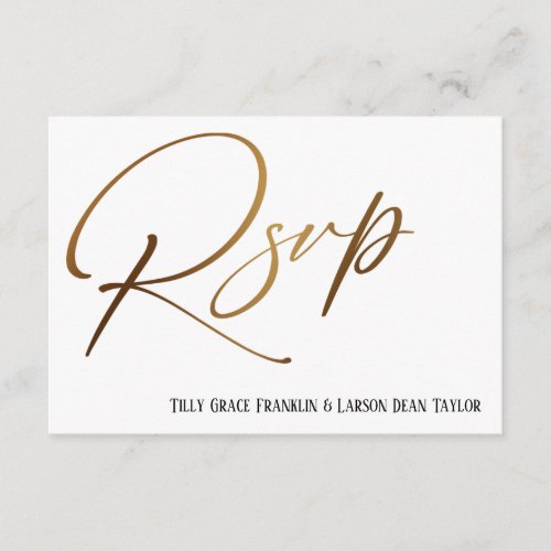 Casual Faux Gold Handwriting RSVP Song Request Enclosure Card